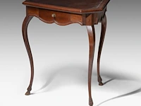 A charming neoclassical mahogany tripod side table on cabriolet legs, 18thc 68 x 67 x 57.5 cm. (26.76 x 26.37 x 22.64 in.)