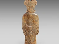 A chinese archaic jade figure pendant, western han dynasty, h 6 cm