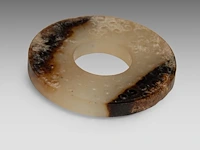 A chinese archaic jade huan ring, han dynasty, ø 4,2 cm - afbeelding 4 van  4