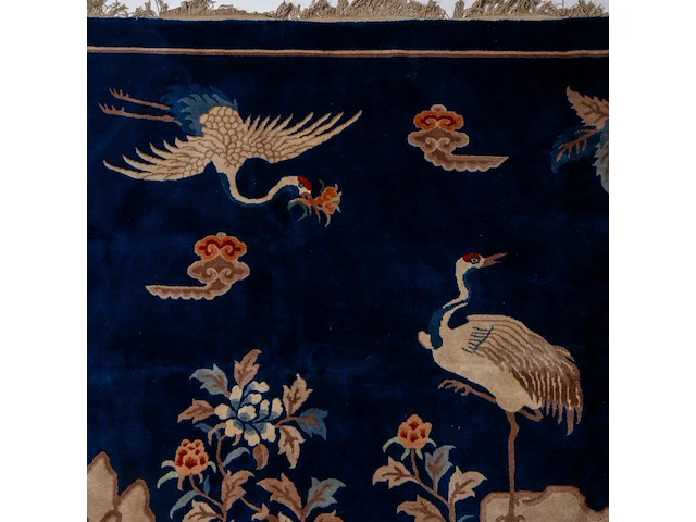 A chinese baotou/pao tou 'cranes in a landscape' large carpet, late 19thc/20thc, 191,5 x 287,5 cm - afbeelding 4 van  8