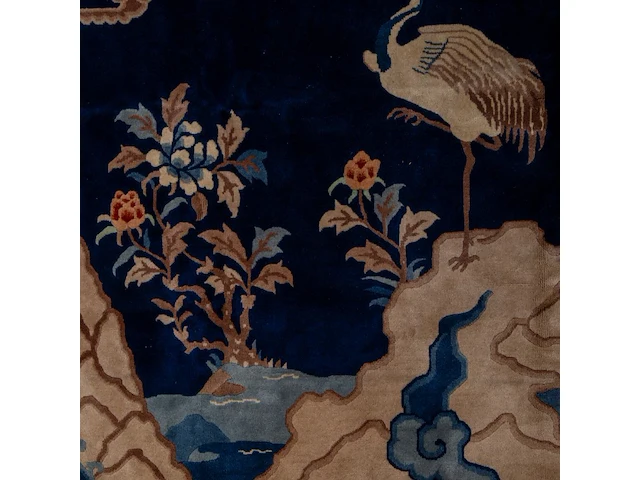 A chinese baotou/pao tou 'cranes in a landscape' large carpet, late 19thc/20thc, 191,5 x 287,5 cm - afbeelding 5 van  8