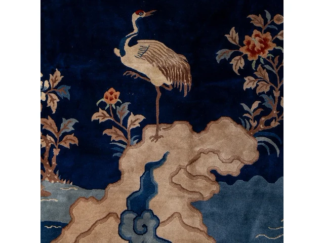A chinese baotou/pao tou 'cranes in a landscape' large carpet, late 19thc/20thc, 191,5 x 287,5 cm - afbeelding 6 van  8