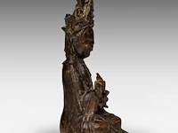 A chinese bronze figure of vairocana, ming dynasty, h 17 cm - weight about 615g - afbeelding 5 van  7