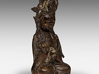 A chinese bronze figure of vairocana, ming dynasty, h 17 cm - weight about 615g - afbeelding 6 van  7