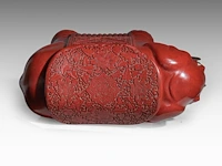 A chinese carved cinnabar lacquer elephant seat, 20thc (vintage), h 48,5 - l 75 cm - afbeelding 6 van  6