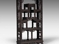 A chinese carved hardwood shelved cabinet in the acanthus-leaf style, late 19th century, h 156 - 81 × 33 cm