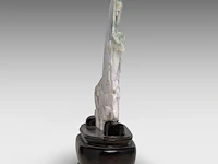 A chinese carved lavender and green jadeite (feicui) group depicting a lotus pond in moonlight, republic period, total h 36,4 cm (fitted to a wooden base) - afbeelding 5 van  6