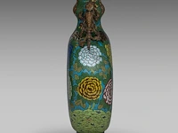 A chinese cloisonné enamelled 'phoenix' moon flask, flanked by two bronze chilong handles, republic period, total h 45,5 cm - afbeelding 3 van  8