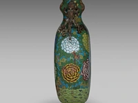 A chinese cloisonné enamelled 'phoenix' moon flask, flanked by two bronze chilong handles, republic period, total h 45,5 cm - afbeelding 6 van  8