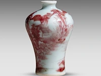 A chinese copper red 'pavilion and scholar by a river' snuff bottle, qianlong period (18thc), h 7,5 cm - afbeelding 3 van  6