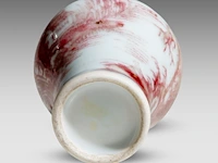A chinese copper red 'pavilion and scholar by a river' snuff bottle, qianlong period (18thc), h 7,5 cm - afbeelding 6 van  6