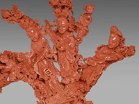 A chinese coral carving group of female immortals, late qing, l 45 cm - weight about 1863g - afbeelding 2 van  6