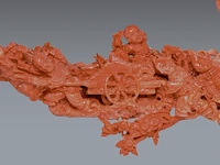 A chinese coral carving group of female immortals, late qing, l 45 cm - weight about 1863g - afbeelding 4 van  6