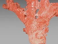 A chinese coral carving group of female immortals, late qing, l 45 cm - weight about 1863g - afbeelding 6 van  6
