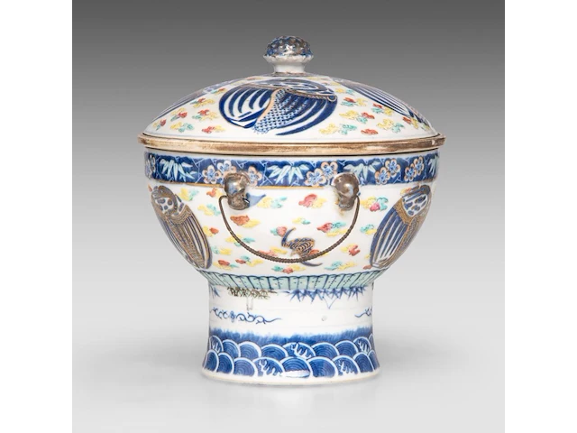 A chinese famille rose 'phoenix medallions' food warmer, marked guangxu and of the period, total h 21 cm - afbeelding 2 van  7