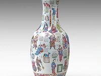 A chinese famille rose 'wu shuang pu' large vase, paired with stylised dragon handles, 19thc, h 86,5 cm - afbeelding 2 van  6