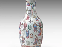 A chinese famille rose 'wu shuang pu' large vase, paired with stylised dragon handles, 19thc, h 86,5 cm - afbeelding 4 van  6