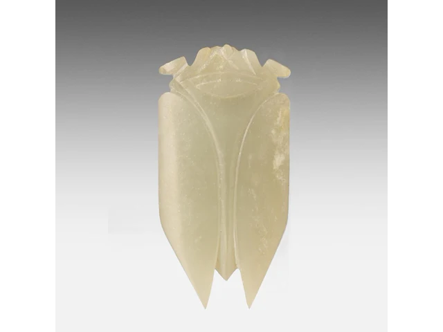 A chinese jade cicada, western han dynasty, h 6,8 cm - afbeelding 1 van  4