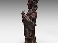 A chinese lacquered bronze figure of lan caihe, late ming dynasty, h 19,7 cm - weight 1473g - afbeelding 3 van  8