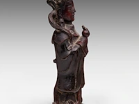 A chinese lacquered bronze figure of lan caihe, late ming dynasty, h 19,7 cm - weight 1473g - afbeelding 5 van  8