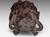 A chinese lacquered bronze figure of lan caihe, late ming dynasty, h 19,7 cm - weight 1473g - afbeelding 7 van  8