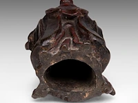 A chinese lacquered bronze figure of lan caihe, late ming dynasty, h 19,7 cm - weight 1473g - afbeelding 8 van  8