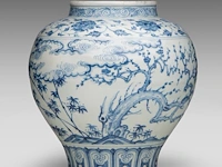 A chinese ming blue and white 'three friends of winter' jar, h 34,5 cm