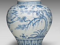 A chinese ming blue and white 'three friends of winter' jar, h 34,5 cm - afbeelding 3 van  7