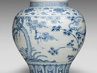 A chinese ming blue and white 'three friends of winter' jar, h 34,5 cm - afbeelding 4 van  7