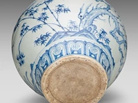 A chinese ming blue and white 'three friends of winter' jar, h 34,5 cm - afbeelding 6 van  7
