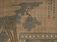 A chinese ming-style painting, 'a visit to the emperor', colour on silk, late 19thc, framed 74,5 x 161 cm - afbeelding 6 van  6