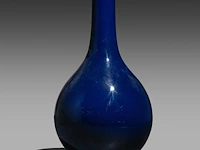 A chinese monochrome deep blue glazed pear-shaped bottle vase, republic period, h 41,5 cm
