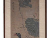 A chinese 'one hundred treasures' wooden panel inset with carved minerals, qing - and a table, republic period - added a painting, qing dynasty - afbeelding 6 van  12
