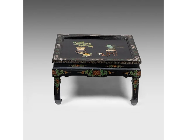 A chinese 'one hundred treasures' wooden panel inset with carved minerals, qing - and a table, republic period - added a painting, qing dynasty - afbeelding 11 van  12