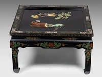 A chinese 'one hundred treasures' wooden panel inset with carved minerals, qing - and a table, republic period - added a painting, qing dynasty - afbeelding 12 van  12