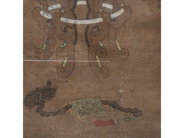 A chinese painting, 'an auspicious potted plant', colour on paper, signed, qing dynasty, framed 58,5 x 109,5 cm - afbeelding 4 van  6