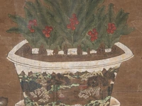 A chinese painting, 'an auspicious potted plant', colour on paper, signed, qing dynasty, framed 58,5 x 109,5 cm - afbeelding 6 van  6