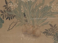A chinese painting, 'flower garden', colour on silk, late 19thc, 92 x 88,5 cm - afbeelding 4 van  6