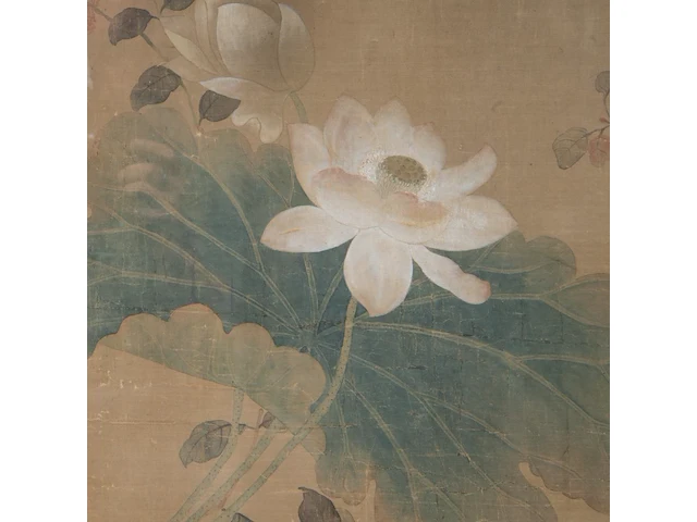 A chinese painting, 'flower garden', colour on silk, late 19thc, 92 x 88,5 cm - afbeelding 5 van  6