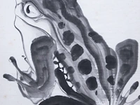 A chinese painting, 'frog', ink on paper, signed qi baishi (after), 20thc, framed 98 x 167,5 cm