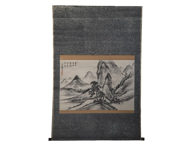 A chinese painting, 'mountainous landscape', ink on paper, signature reading da peng, 20thc, 78,5 x 52 cm - afbeelding 2 van  5