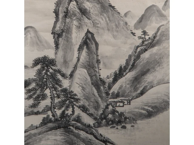 A chinese painting, 'mountainous landscape', ink on paper, signature reading da peng, 20thc, 78,5 x 52 cm - afbeelding 4 van  5