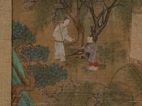 A chinese painting, presumably a scene from 'classic of filial piety', colour on silk, seal stamped, qing dynasty (18thc), framed 44,5 x 55 cm - afbeelding 5 van  5
