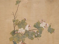 A chinese painting, 'prunus in a blue dragon vase', colour on silk, signed 'wang lan', qing dynasty, framed 88 x 49,5 cm - afbeelding 5 van  5