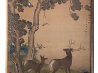 A chinese painting, 'the auspicious deer of fortune', colour on silk, dated kangxi and of the period (17thc), framed 122 x 192,5 cm - afbeelding 2 van  6