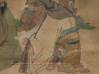 A chinese painting, 'the dignitary with lady and child', colour on silk, seal stamps, late 19thc/early 20thc, framed 79 x 104 cm - afbeelding 5 van  5