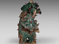 A chinese polychrome glazed roof tile ornament of a buddhist lion, ming dynasty, total h 38 - l 46 cm - afbeelding 5 van  16