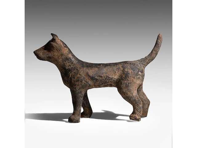 A chinese pottery figure of a standing dog, han dynasty, h 20,5 - l 30,5 cm (+) - afbeelding 3 van  10