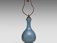 A chinese robin's-egg-glazed garlic mouth bottle vase, impressed with a qianlong mark, fixed with bronze mounts, total h 55,3 cm