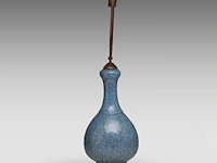 A chinese robin's-egg-glazed garlic mouth bottle vase, impressed with a qianlong mark, fixed with bronze mounts, total h 55,3 cm - afbeelding 2 van  6